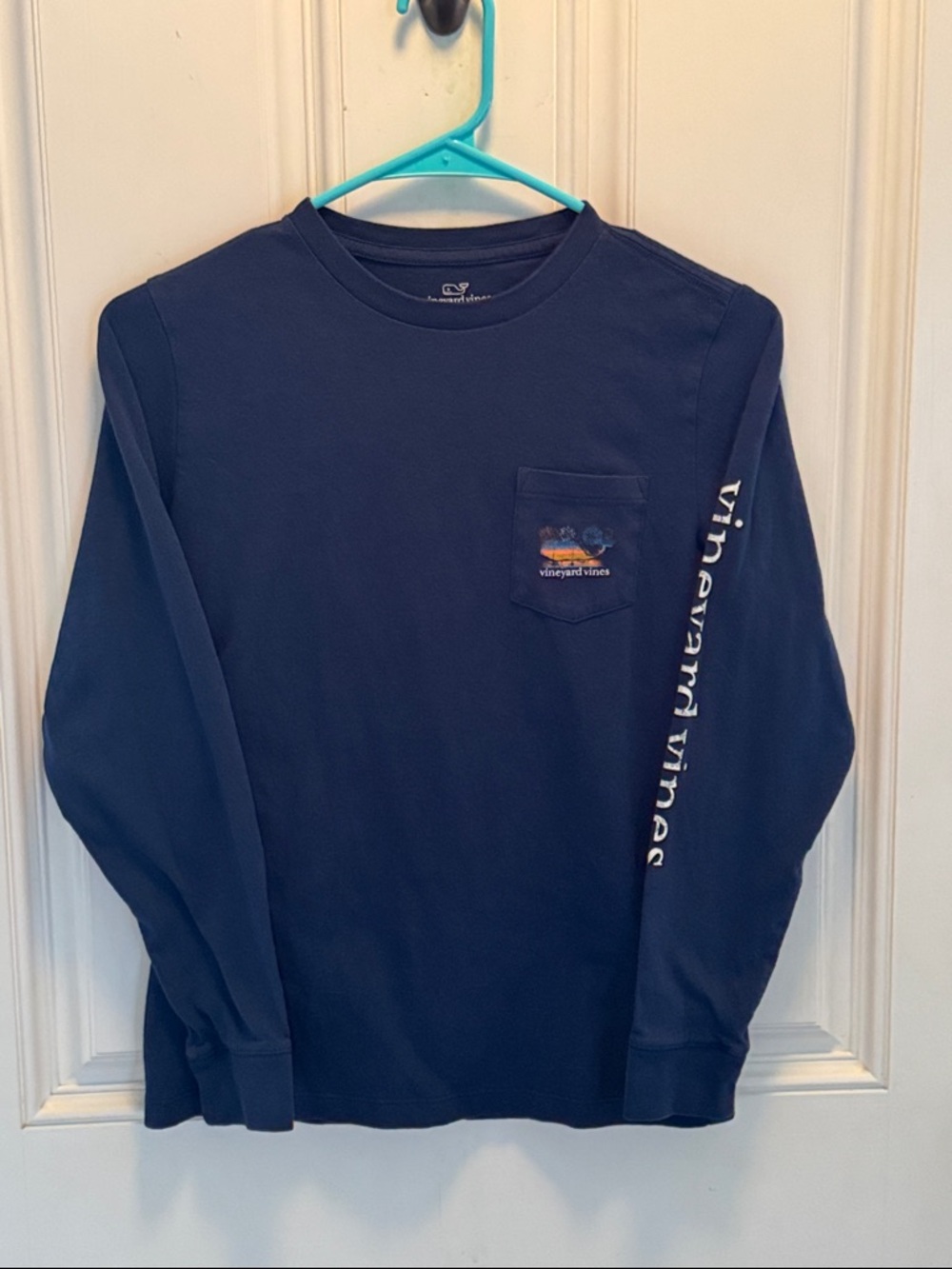 Youth Vineyard Vines Long-Sleeve Pocket Tee - Navy Blue